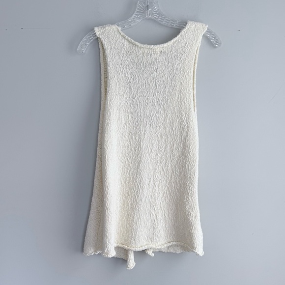 DISSH DION OFF WHITE BOUCLE KNIT VEST M Ivory Textured Boho Minimalist Top - Picture 5 of 12